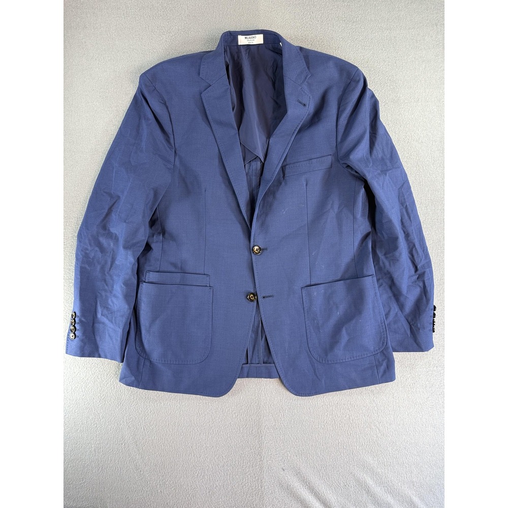 Murano Sport Coat Mens L Blue Wool Slim Fit Stretch Blazer Jacket Casual